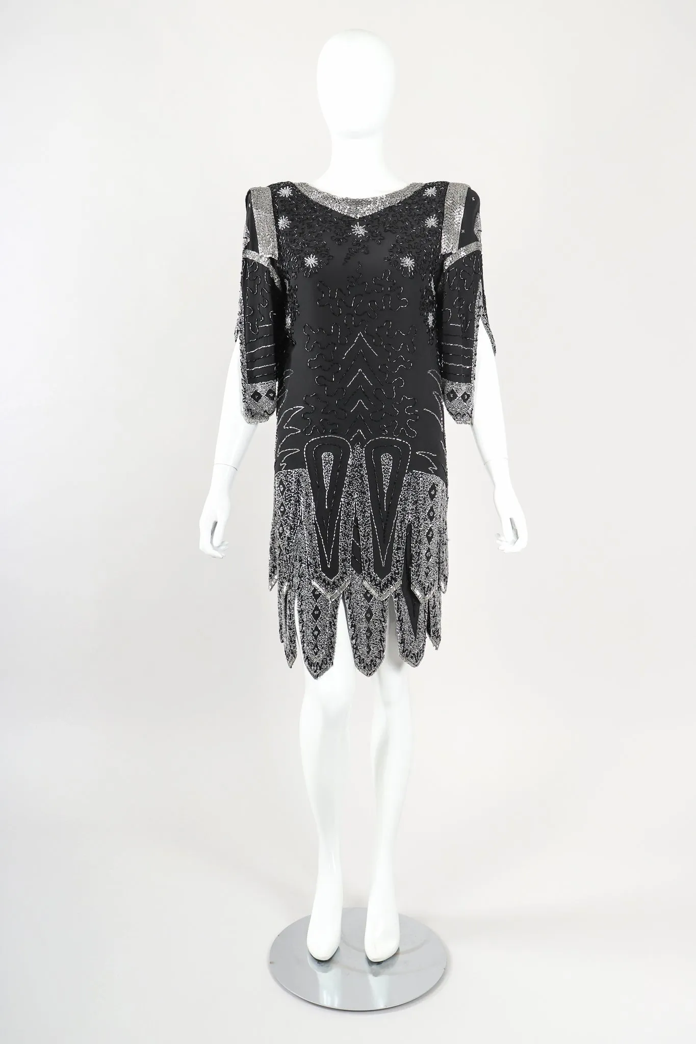 Deco Beaded Plunge Back Dress