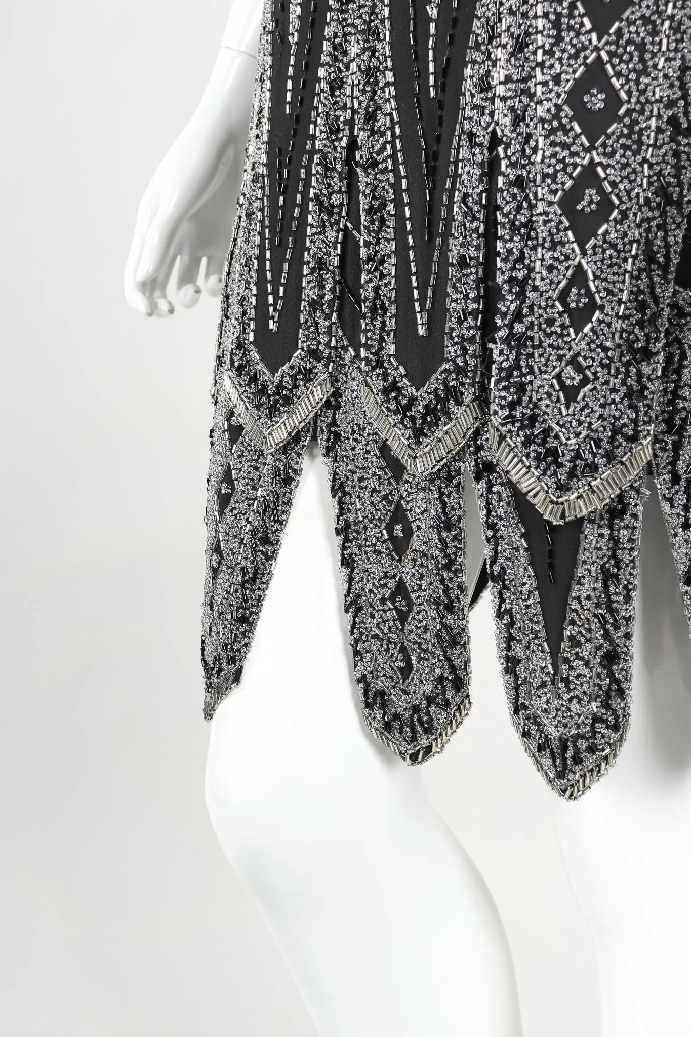 Deco Beaded Plunge Back Dress