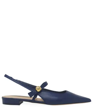 Denim Leather Slingback Flat