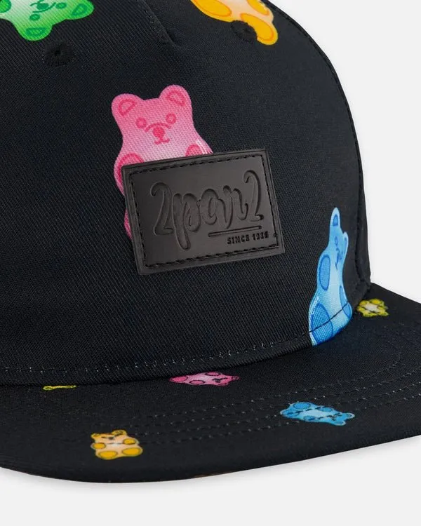 Deux par Deux - Printed Cap Black And Multicolored Gummies