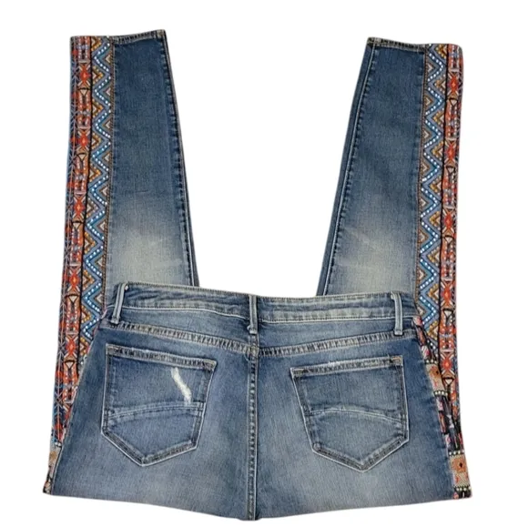 Driftwood Jackie Embroidered and Beaded High Waist Blue Jeans Women's Size 30