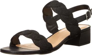 Easy Street Women's Charee Block Heel Sandal Heeled CHARE Black Woven 8.5M