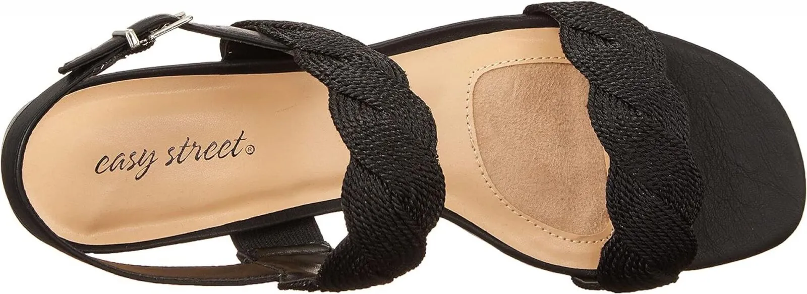 Easy Street Women's Charee Block Heel Sandal Heeled CHARE Black Woven 8.5M