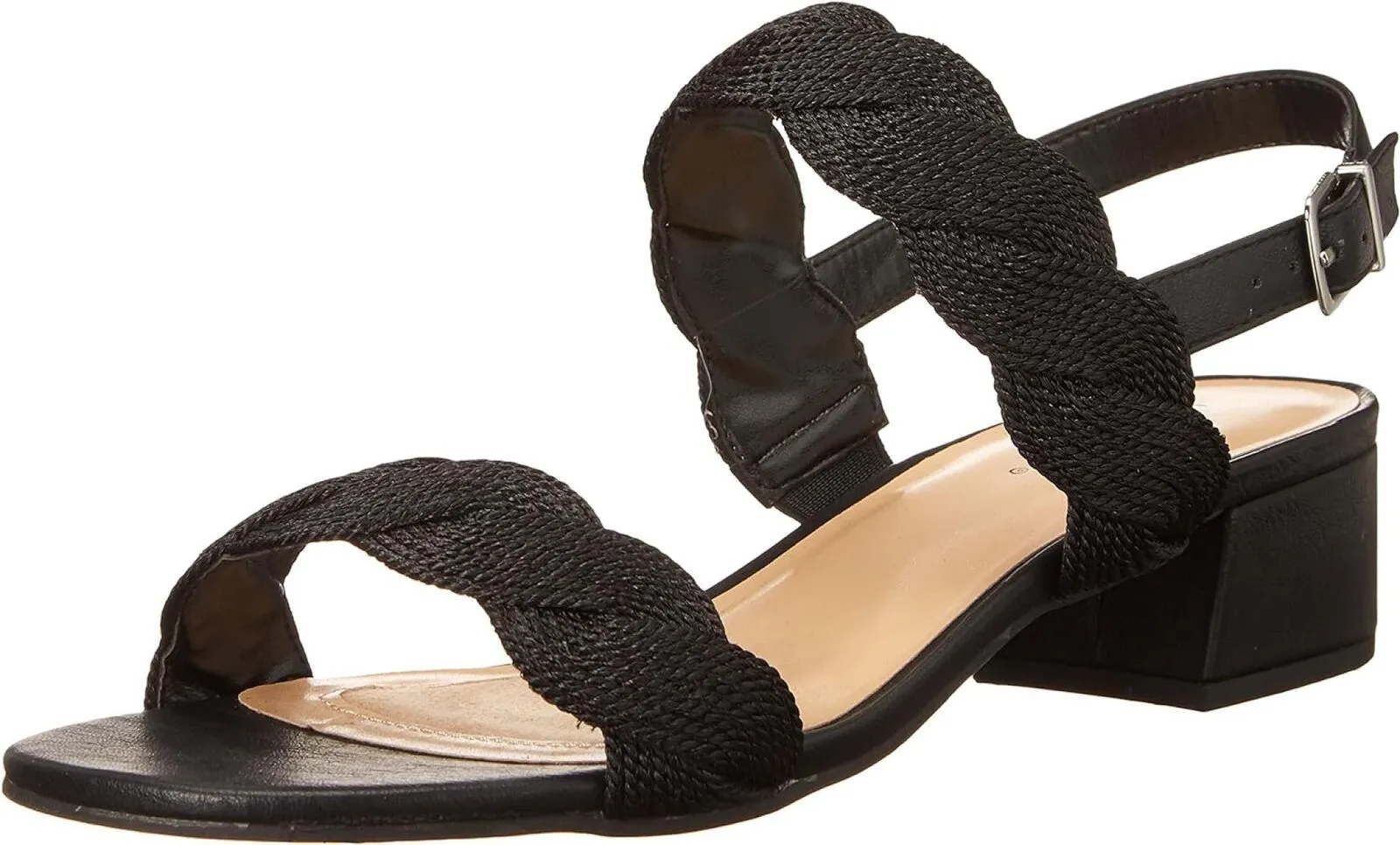 Easy Street Women's Charee Block Heel Sandal Heeled CHARE Black Woven 8.5M