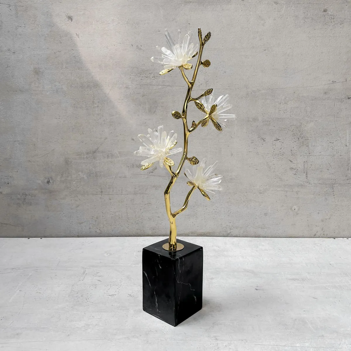 Edit House & Home-Home Artisan Ardenia Golden Flora Brass and Crystal Sculpture