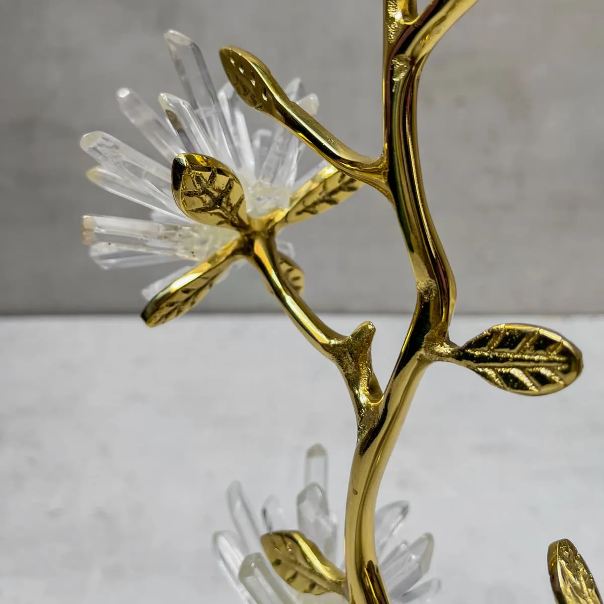 Edit House & Home-Home Artisan Ardenia Golden Flora Brass and Crystal Sculpture
