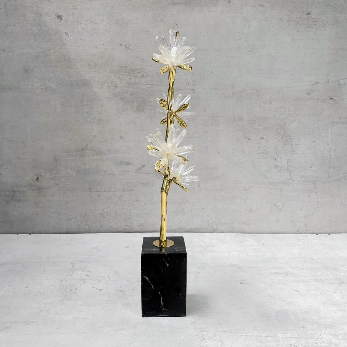 Edit House & Home-Home Artisan Ardenia Golden Flora Brass and Crystal Sculpture