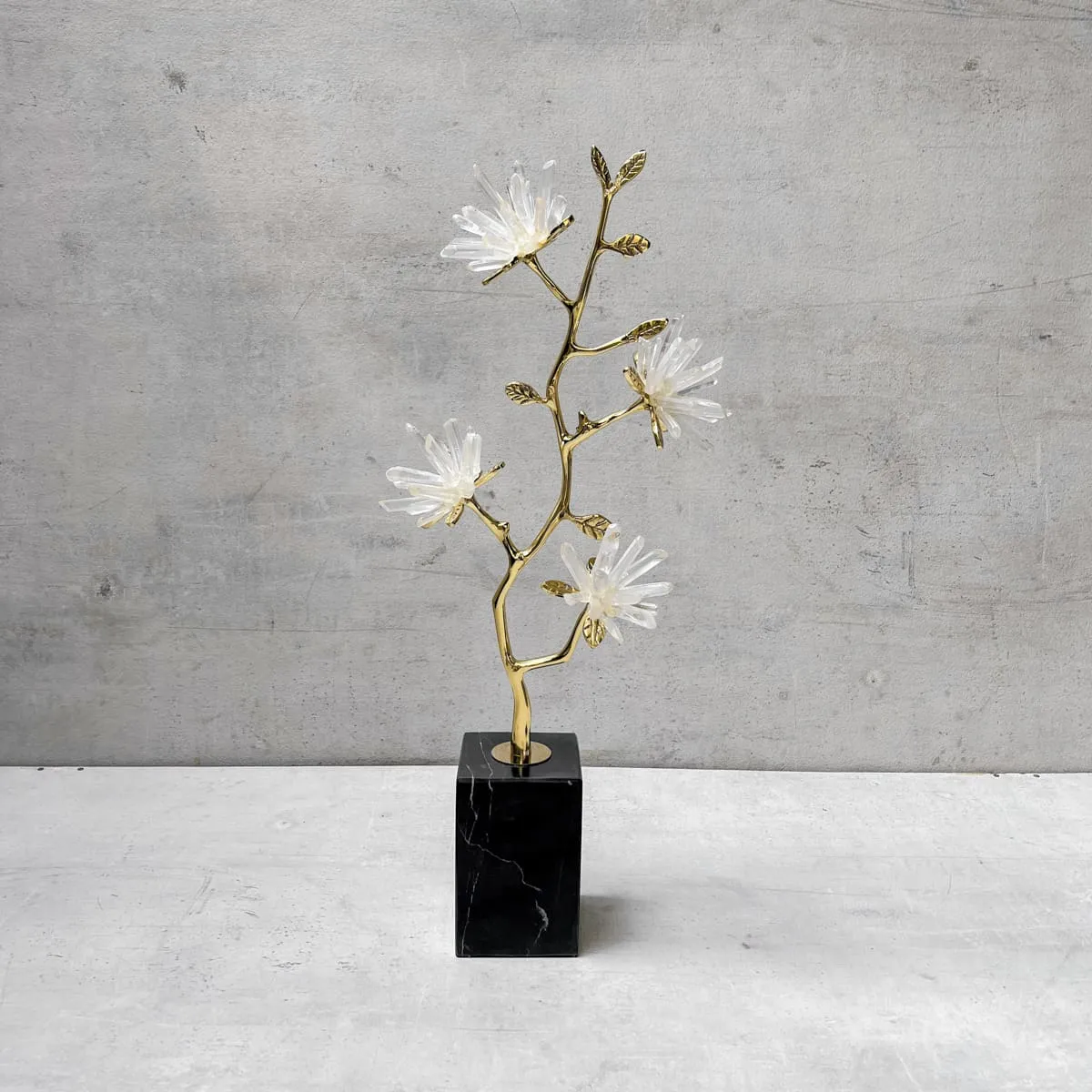 Edit House & Home-Home Artisan Ardenia Golden Flora Brass and Crystal Sculpture