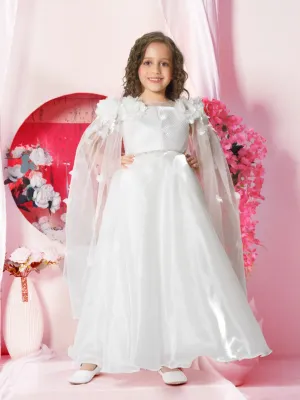 Elegant Classic Pearl White Gown