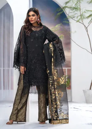 Elegant Pakistani Black Suit With Organza Printed Dupatta # CA136
