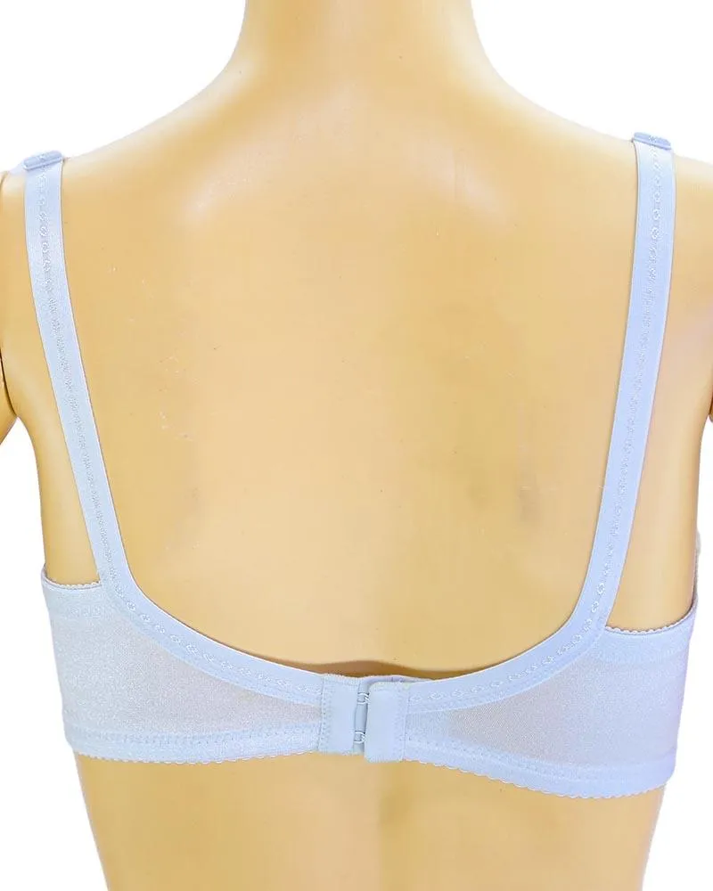 Embroidered Lace Bra - Grey & Pink - Bridal Bra - Non Padded Underwired Bra - Taiwan Bra - 2057