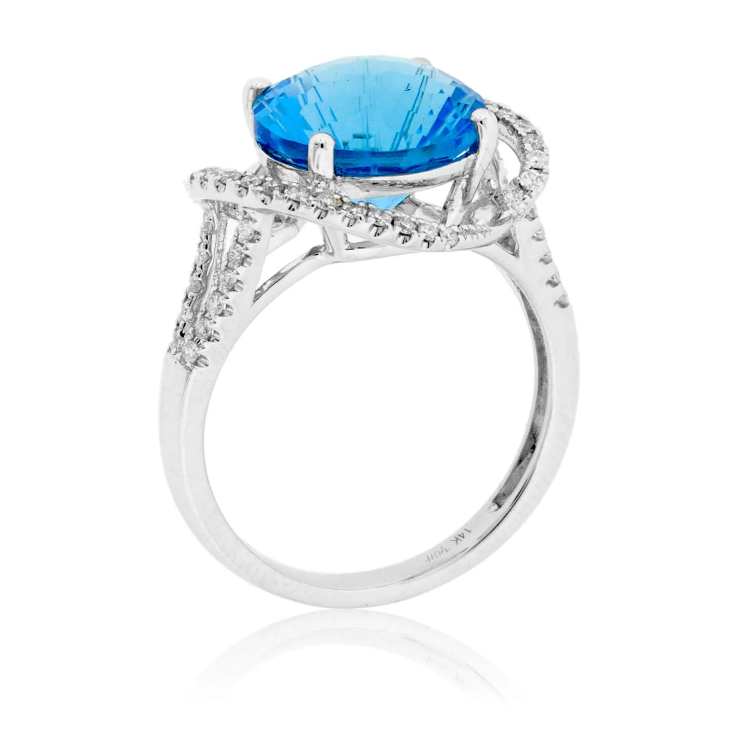 Fancy Cut Blue Topaz with Diamond Accents Ring