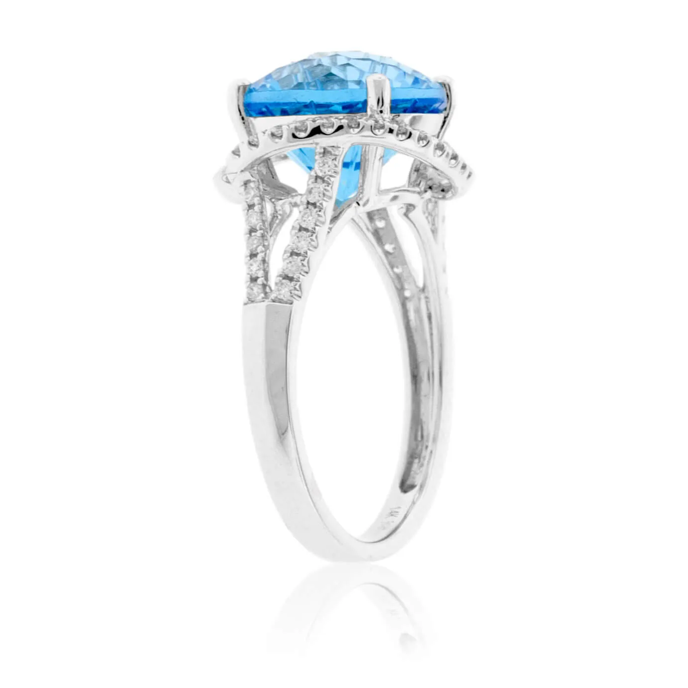 Fancy Cut Blue Topaz with Diamond Accents Ring
