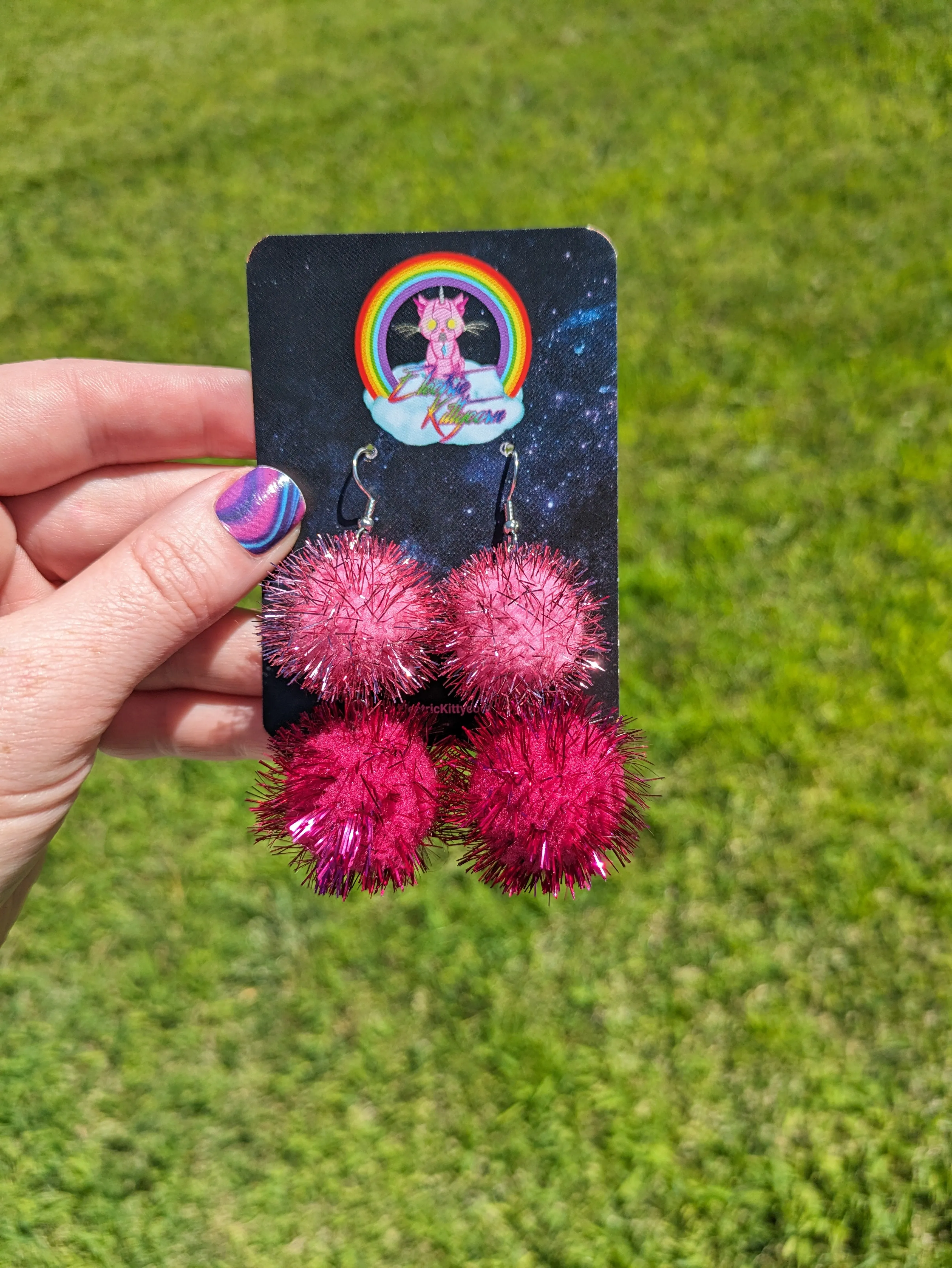 Fashionista Sparkle Pom Pom Earrings