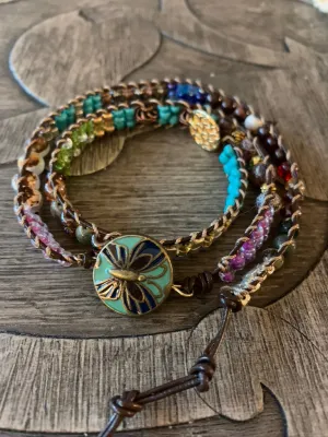 Featured Piece: Boho Spendid Triple Wrap Leather Banded Beaded Bracelet