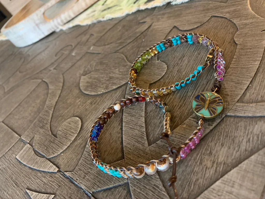 Featured Piece: Boho Spendid Triple Wrap Leather Banded Beaded Bracelet