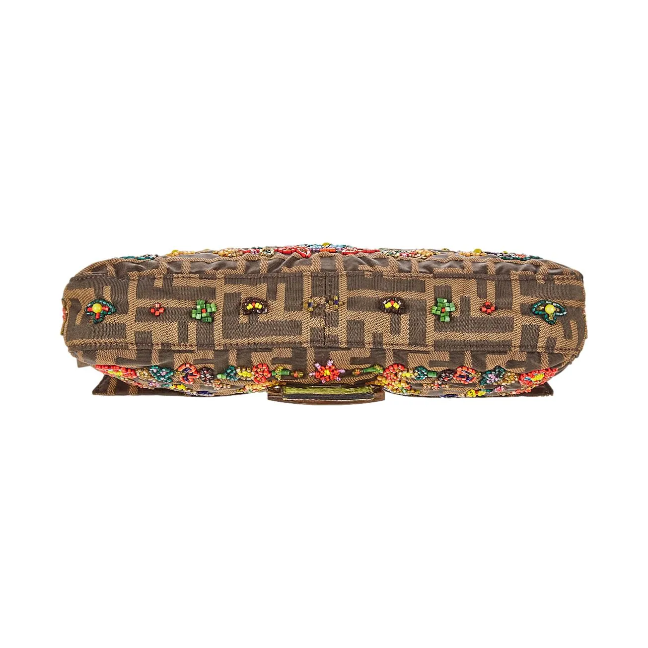 Fendi Brown Logo Beaded Baguette