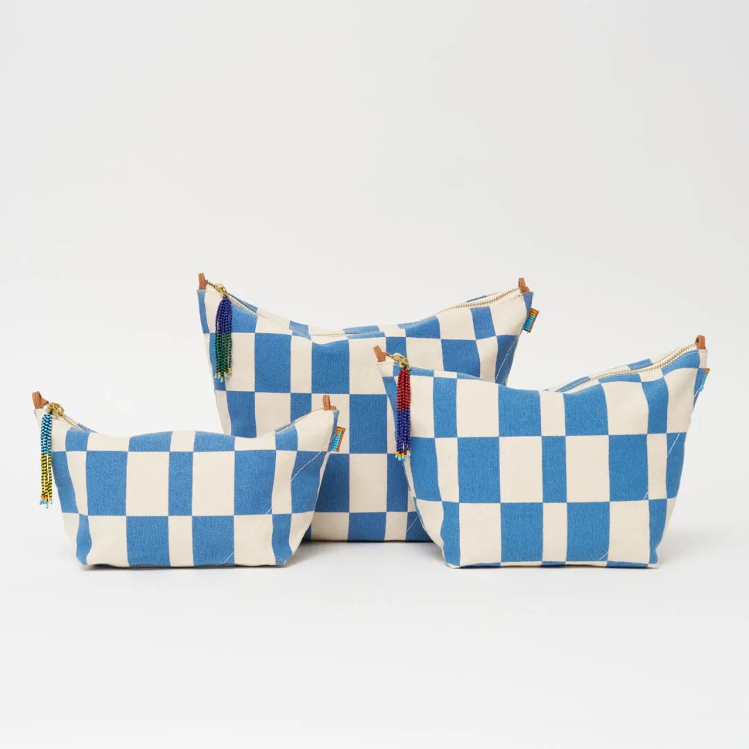 FINAL SALE: Jumbo Convertible Pouch - Chambray Checker