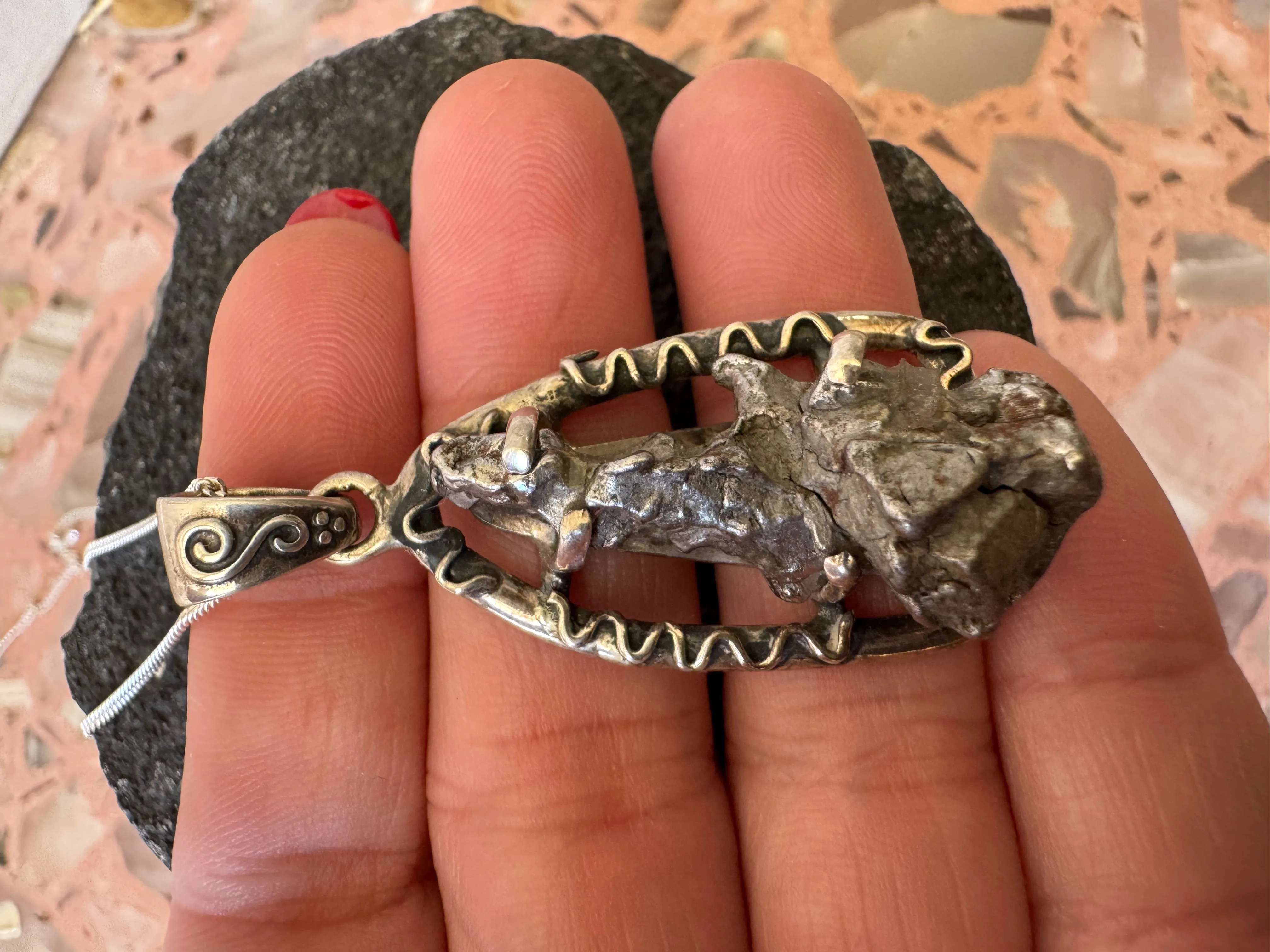 Genuine Meteorite in Custom Silver!