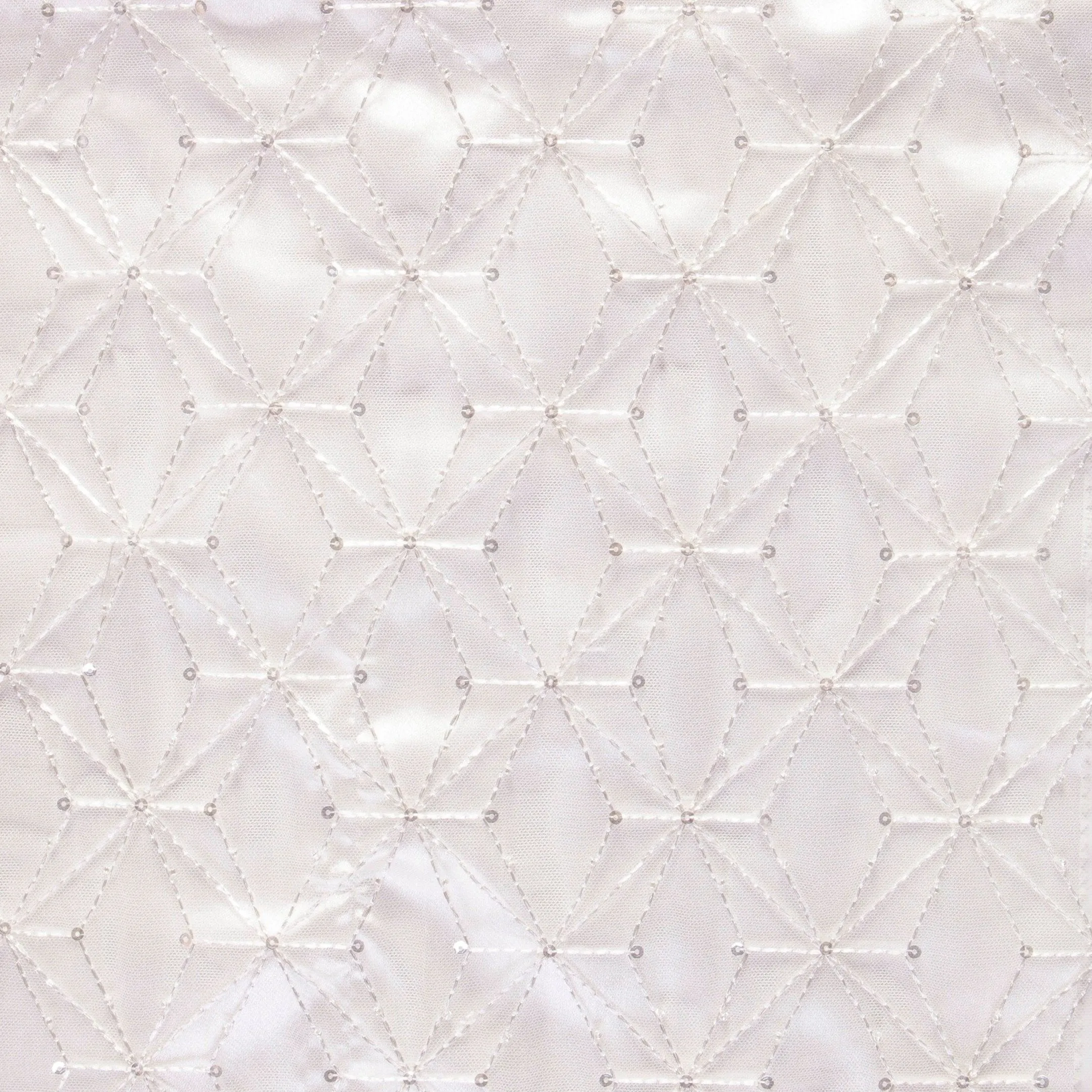 Geometric Spider Web Design Sparkly Sequin Knitted Fabric