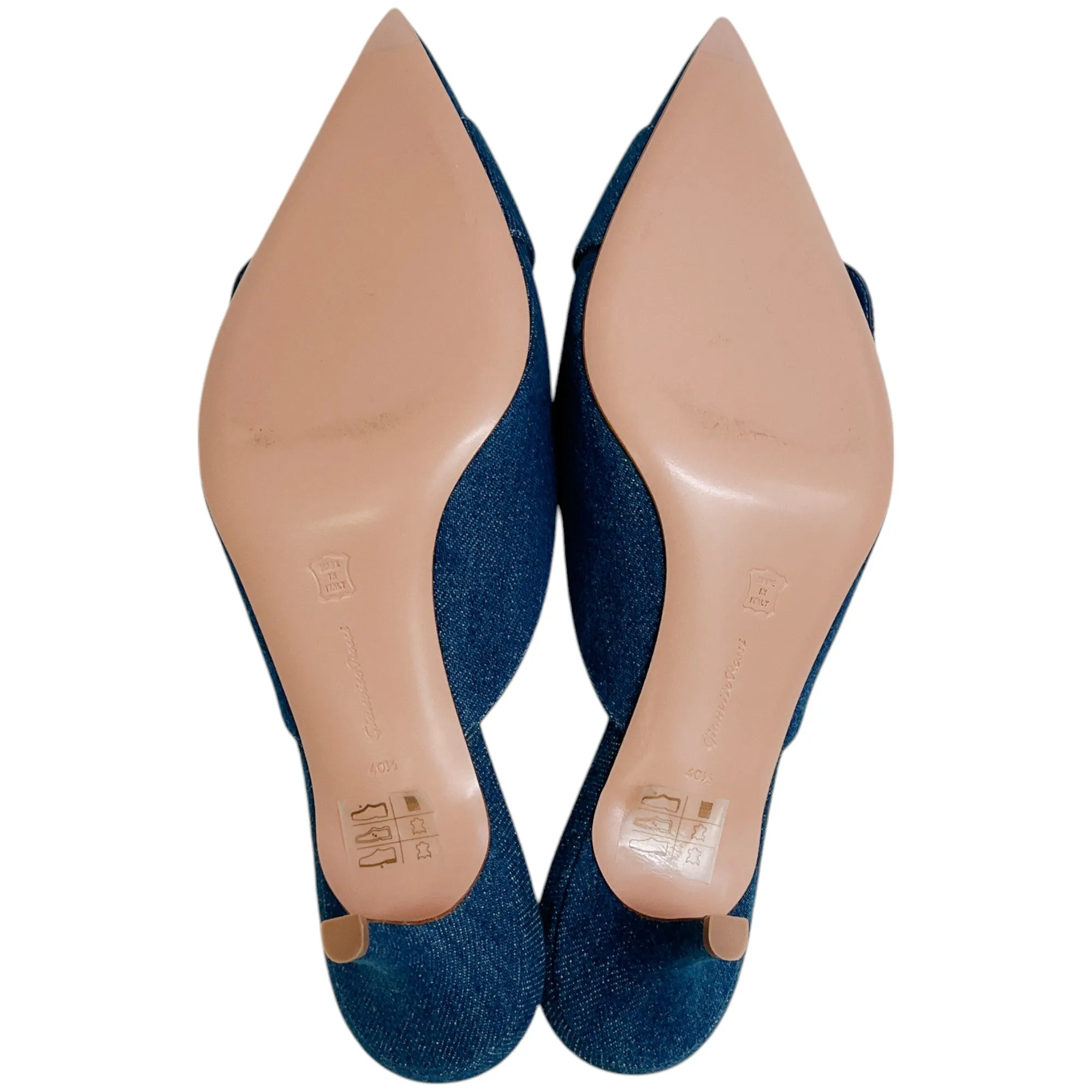 Gianvito Rossi Mid Blue Denim Portofino 55 Mules
