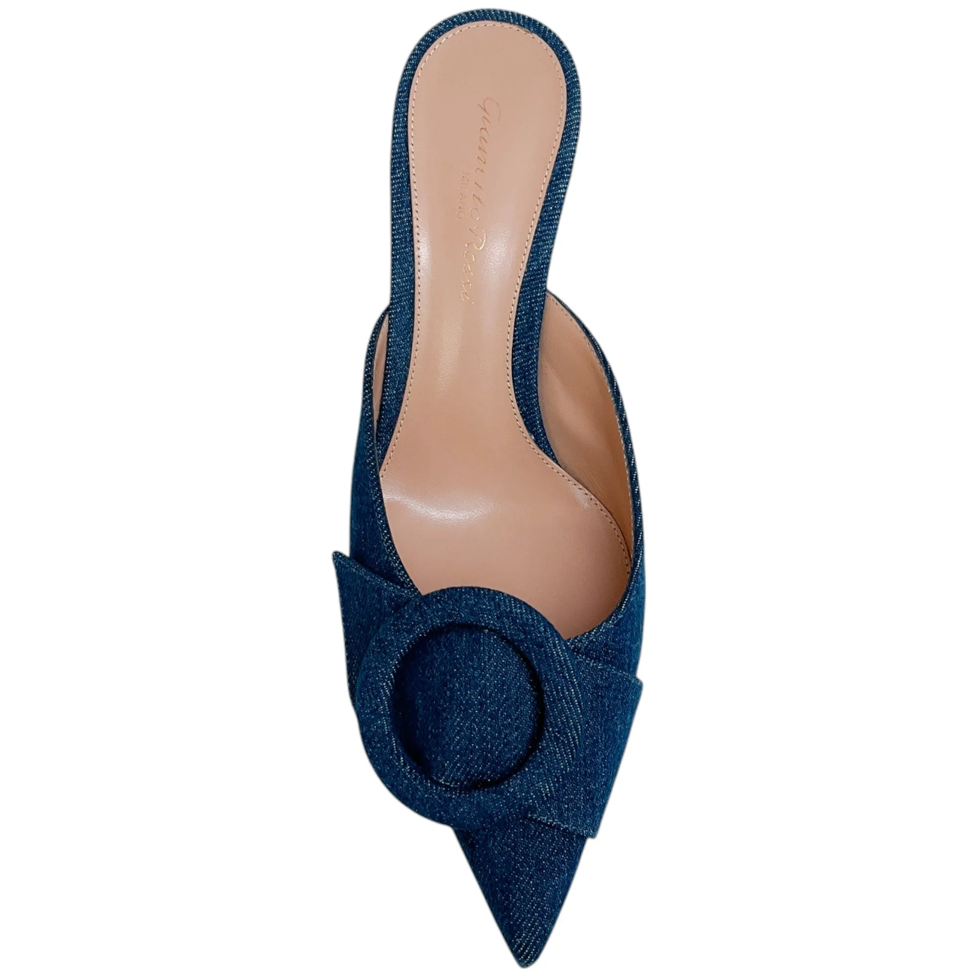 Gianvito Rossi Mid Blue Denim Portofino 55 Mules