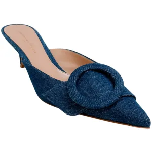 Gianvito Rossi Mid Blue Denim Portofino 55 Mules