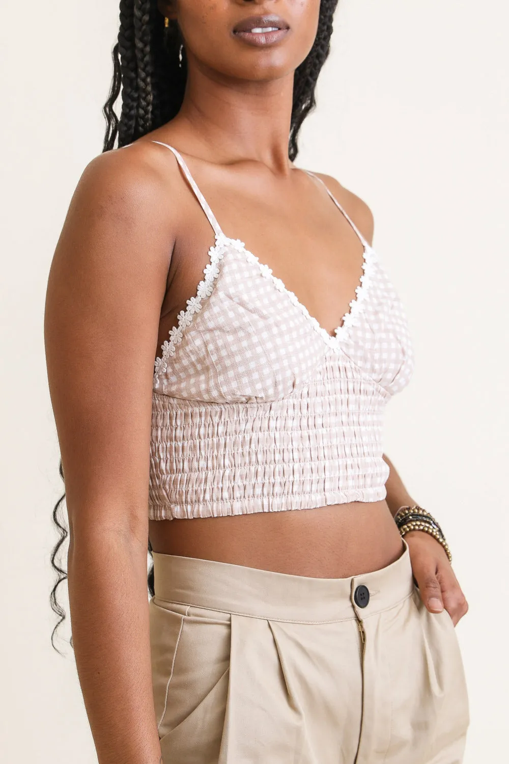 Gingham Smocked Bralette