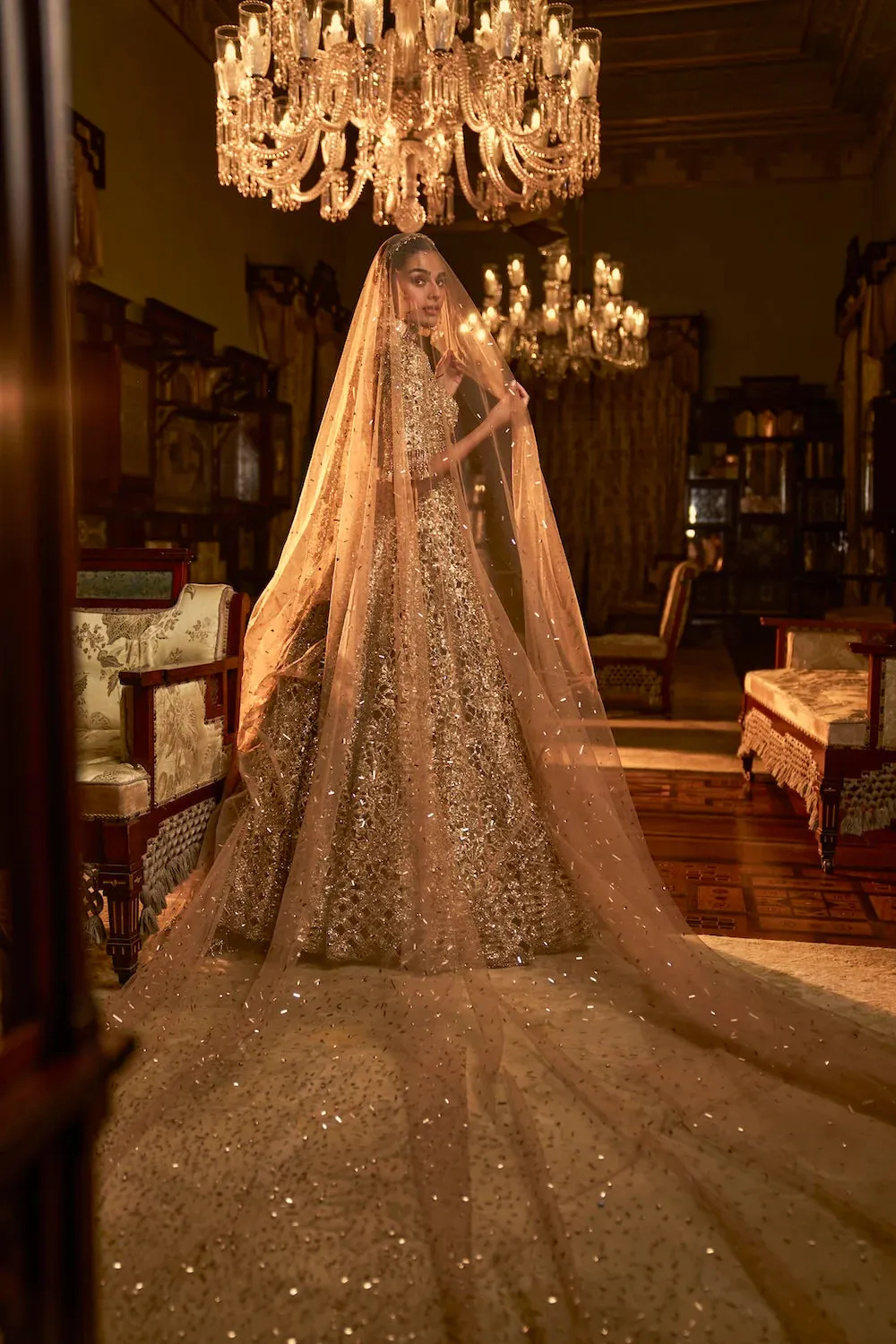 Gold Cut Work Lehenga Set