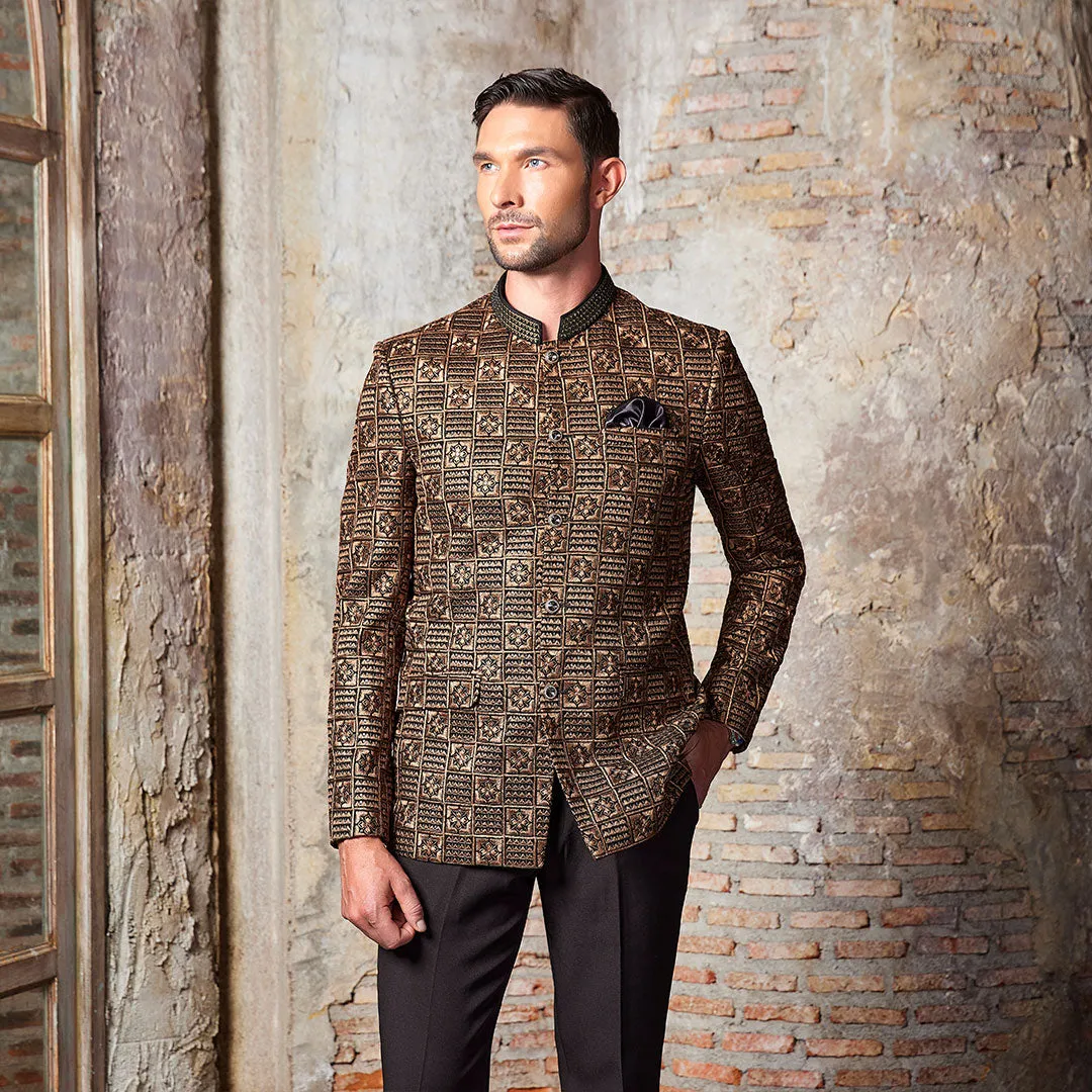 Gold Embroidered Jodhpuri Suit for Men