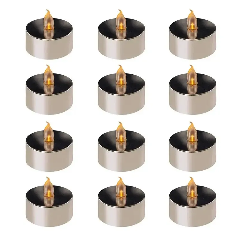 Gold LED Tea Lights with Red Berry Branches