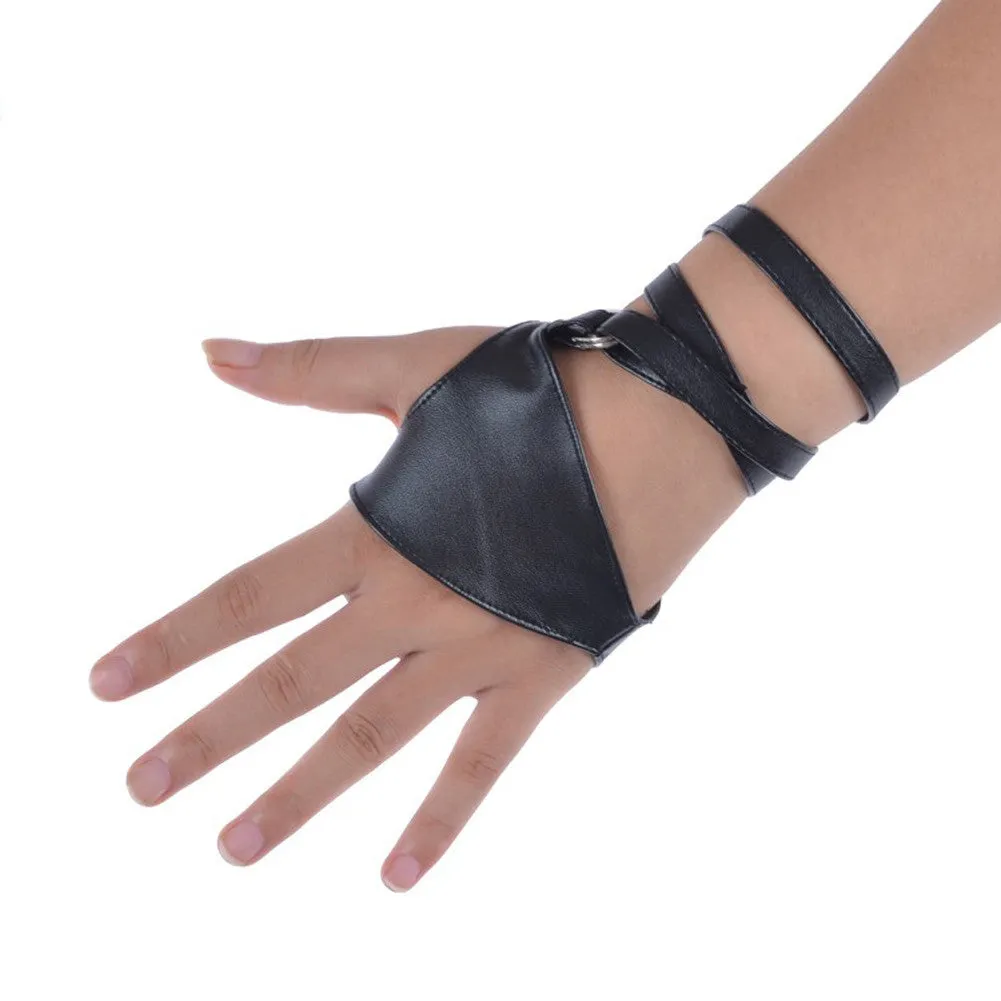 Gothic/Punk Rock Black Faux Leather Gloves
