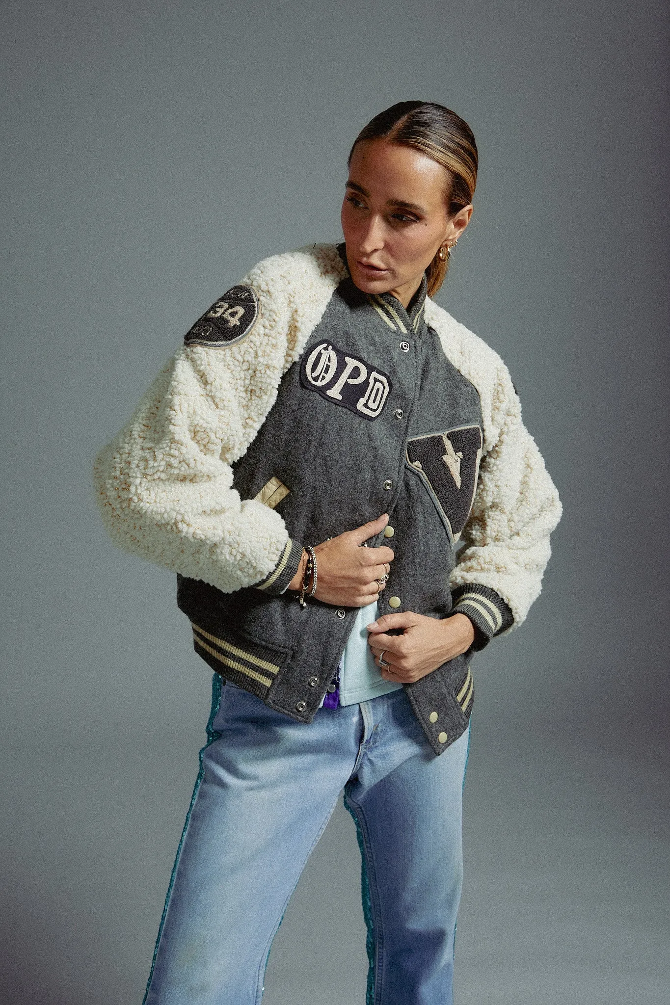 Grey Vox Crew Varsity Jacket