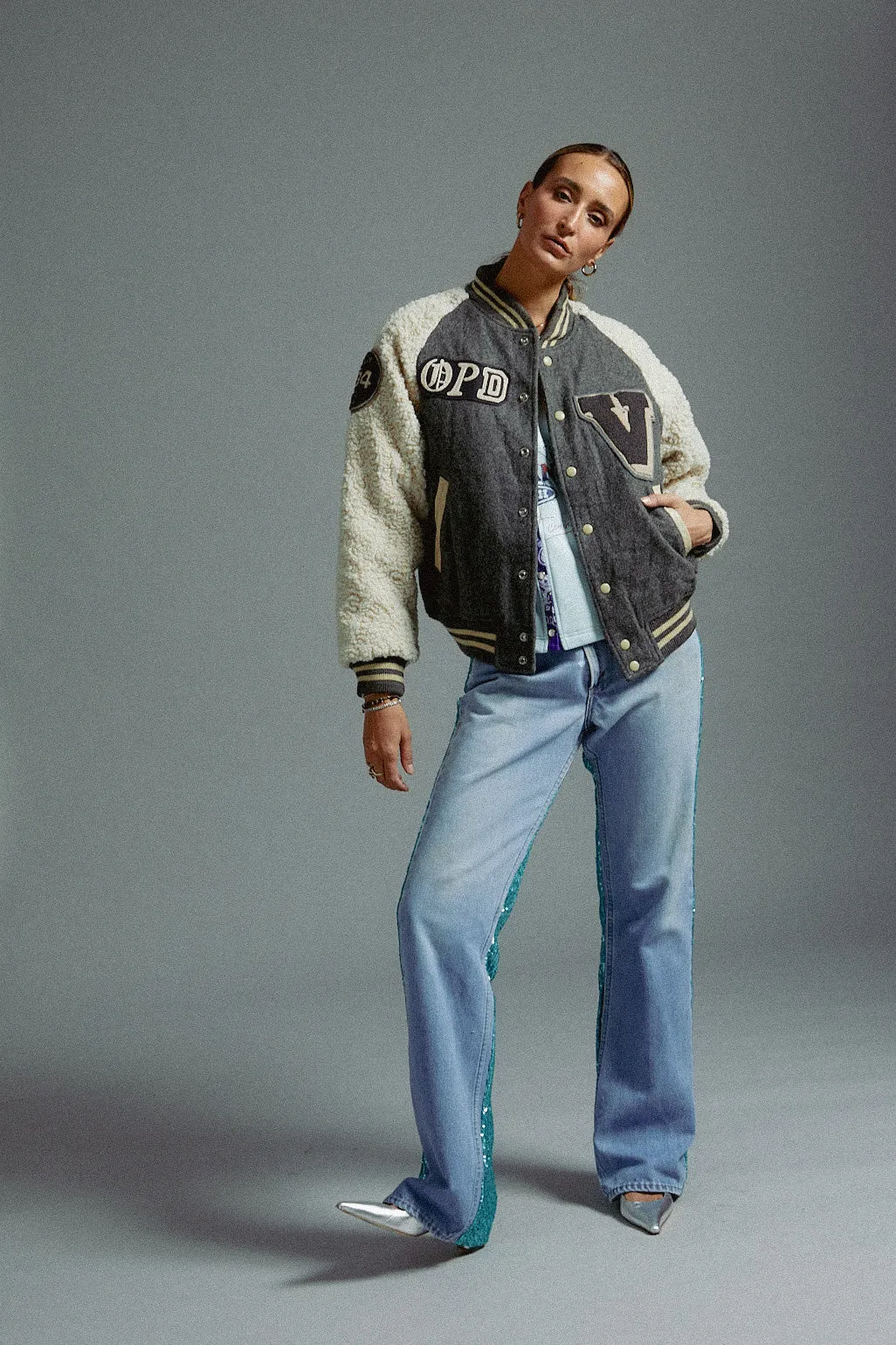 Grey Vox Crew Varsity Jacket