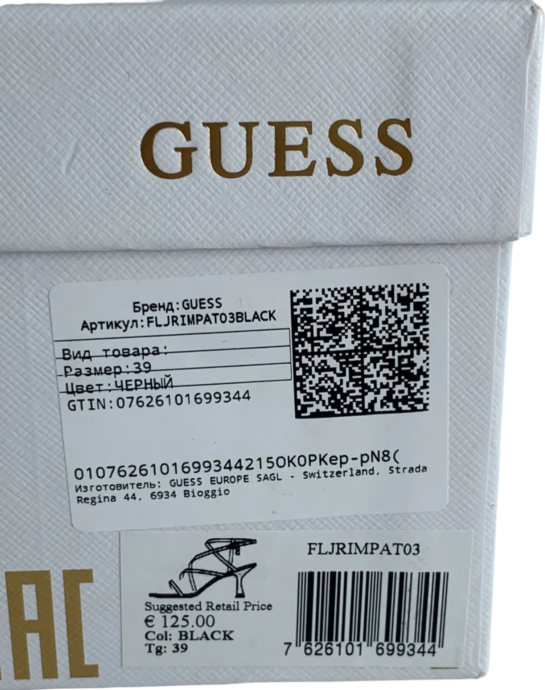 Guess Black Rimilla Patent Leather Sandals UK 6 EU 39 👠