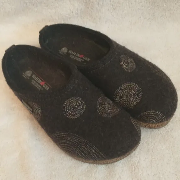 HafLinger Pure New Wool Rubber Soled Grey Clog 39