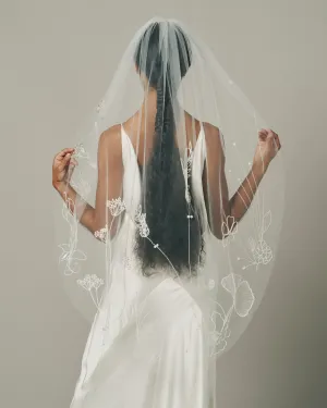 HANA BEADED EMBROIDERED FLORAL VEIL
