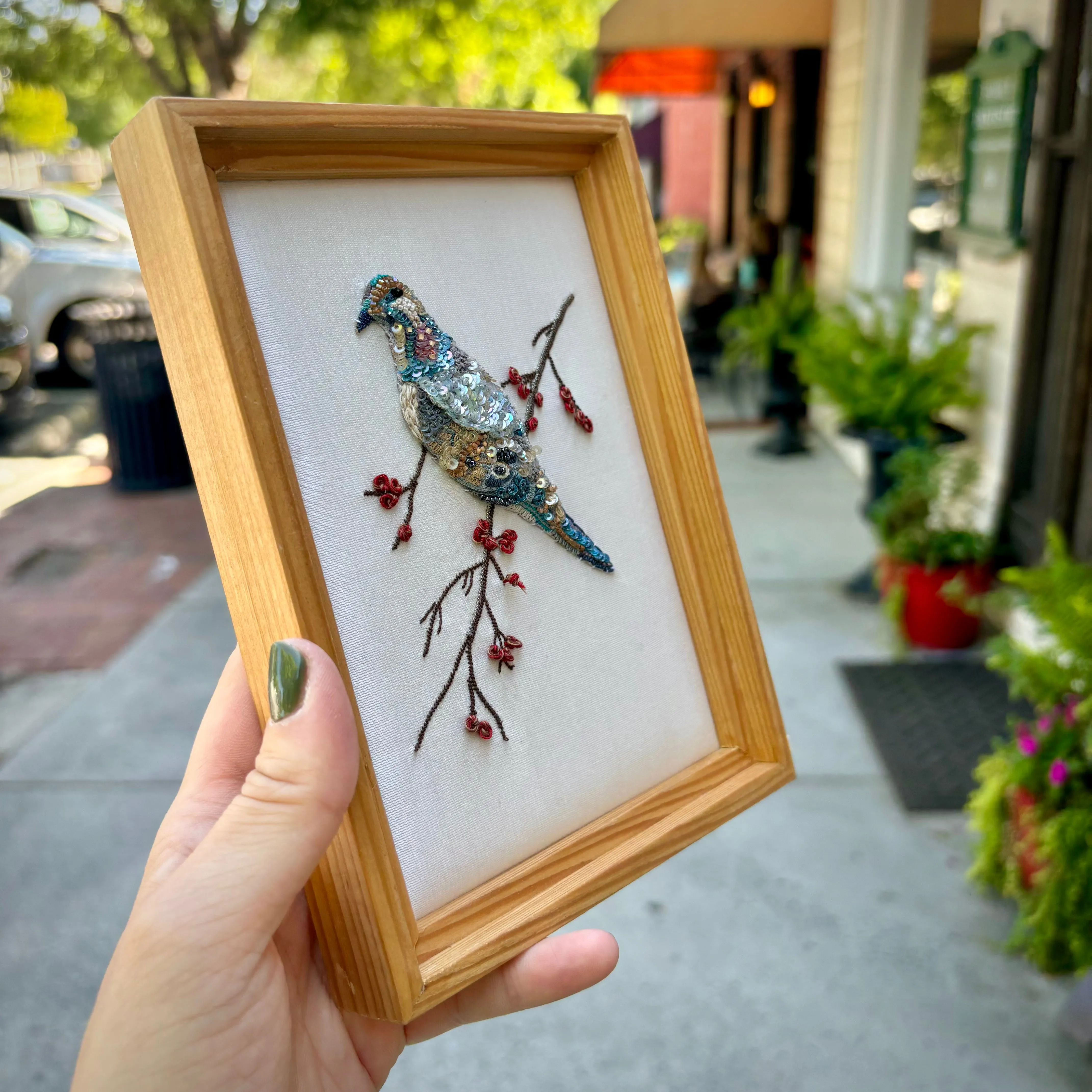 Hand Beaded Three Dimensional Dove Wall Art