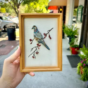 Hand Beaded Three Dimensional Dove Wall Art