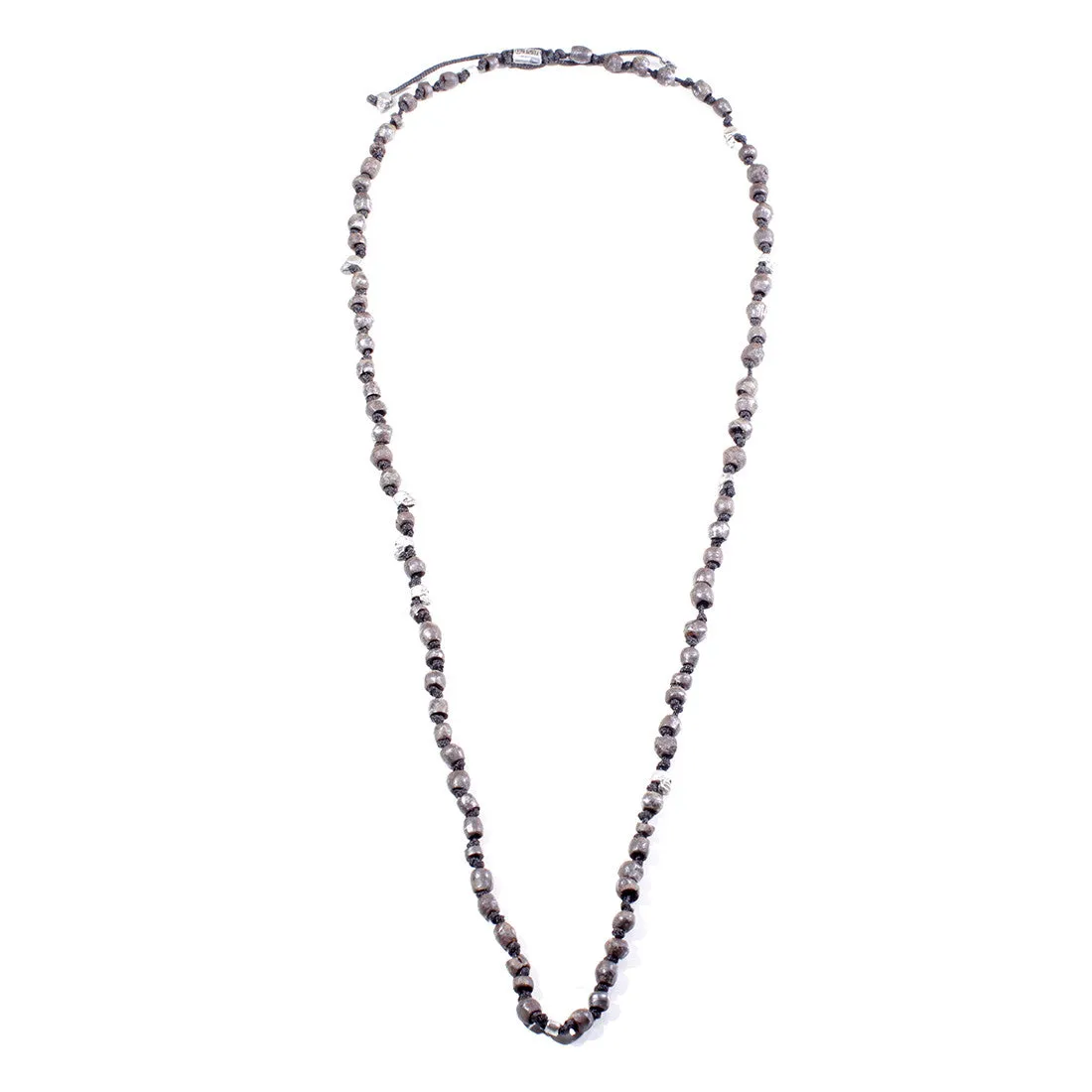 Hand-Knotted 4-Layer Iron & Silver Wrap Bracelet