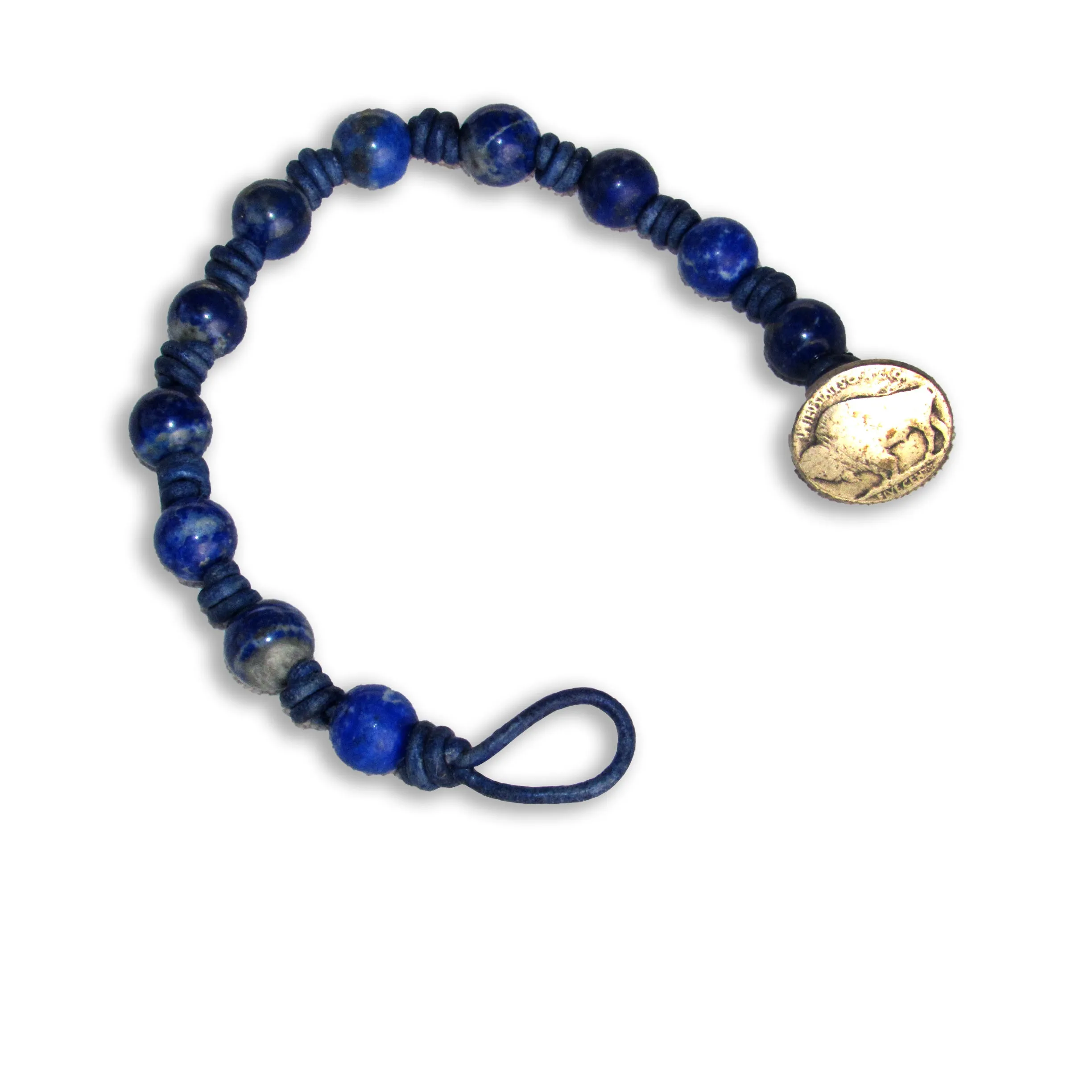 Hand knotted Lapis Lazuli gemstone Leather Bracelet