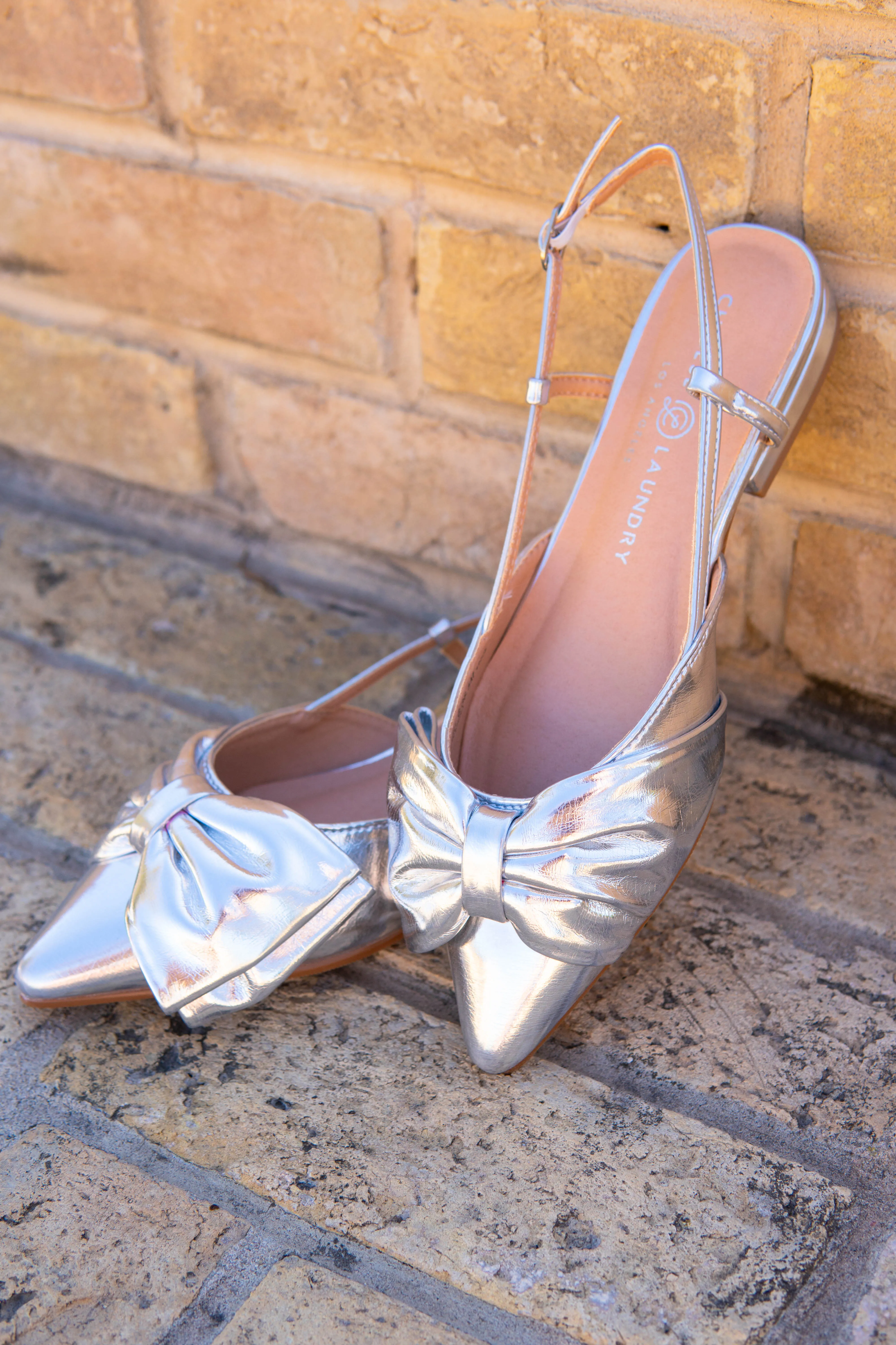 Harmony Bow Slingback Flat Silver
