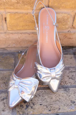 Harmony Bow Slingback Flat Silver
