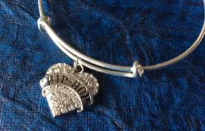 Hip Hop Crystal Heart Expandable Silver Charm Bracelet Adjustable Bangle Gift Dance Jewelry Trendy Teenager