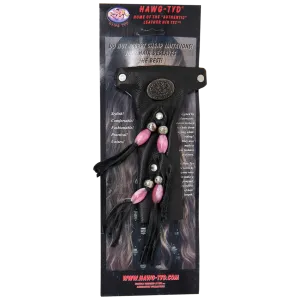 HTFuchsia "Hawg Tyd" The Authentic Leather Hair TYS - Fuchsia Beads