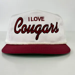 I LOVE COUGARS Funny Vintage Rope SnapBack Cap Hat Custom Embroidered