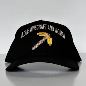 I love Minecraft and Women SnapBack Funny Cap Hat Custom Embroidered Hutchbucketz Collab