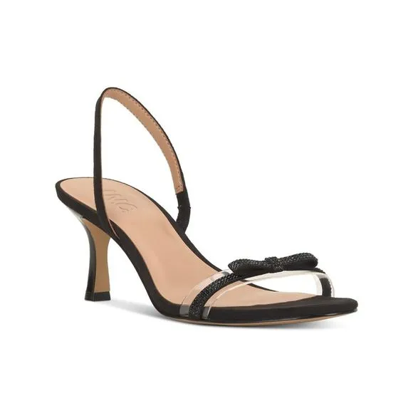 INC Womens Black Mixed Media Linnette Toe Stiletto Slip On Slingback Sandal 6 M