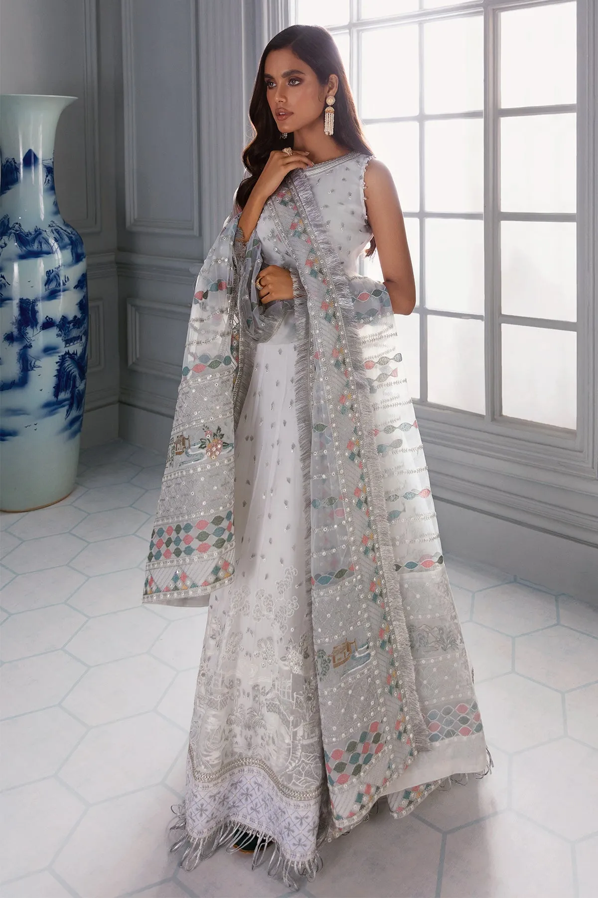 Jazmin Embroidered Chiffon 2022 | IRÍS LUXURY EDITION | ICE WHITE