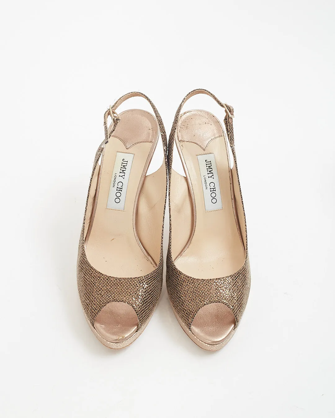Jimmy Choo Gold Metallic Slingback Heels - 38